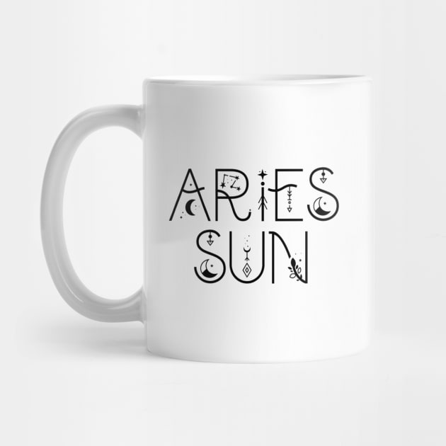 Aries sun sign celestial typography by lilacleopardco